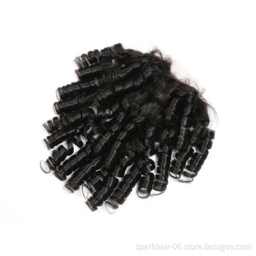 9a 4*4 SPARK Brazil Remy Human Hair Lace Closure for Women Bouncy Curl Curly Brazilian Hair Extension Natural Black Free Part
